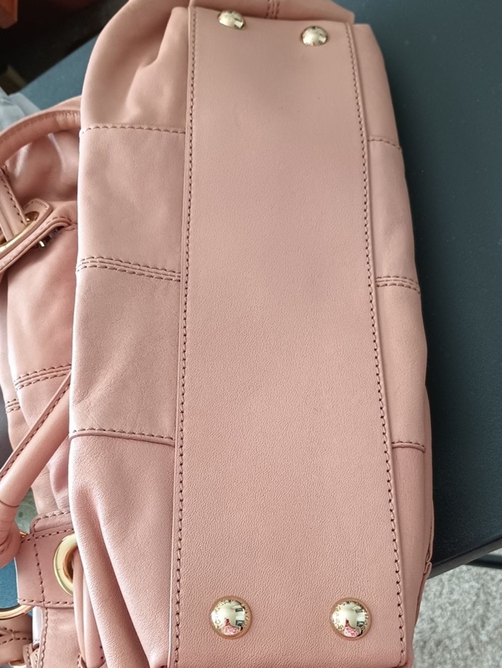Michael Kors Blush Tan Soft Leather Knot Shoulder Tote - Picture 12 of 16